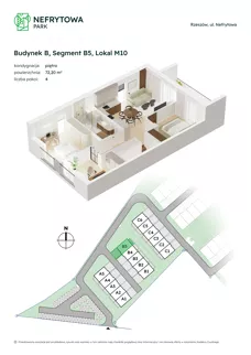 3 pokoje, mieszkanie 72,20 m², piętro 1, oferta nr B5.M10, Nefrytowa Park, Rzeszów, Załęże, ul. Nefrytowa