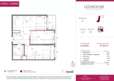 3 pokoje, mieszkanie 67,89 m², piętro 6, oferta nr 2.2/6/M2, Lechicka 65, Poznań, Piątkowo, ul. Lechicka 65