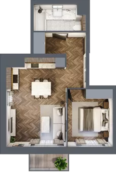 2 pokoje, mieszkanie 43,67 m², piętro 2, oferta nr 1/2/M7, Lechicka 65, Poznań, Piątkowo, ul. Lechicka 65