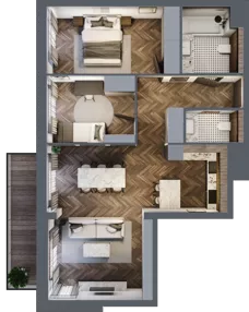 3 pokoje, mieszkanie 70,61 m², piętro 2, oferta nr 1/2/M8, Lechicka 65, Poznań, Piątkowo, ul. Lechicka 65