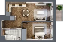 2 pokoje, mieszkanie 42,42 m², piętro 2, oferta nr 1/2/M3, Lechicka 65, Poznań, Piątkowo, ul. Lechicka 65