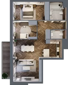 3 pokoje, mieszkanie 70,61 m², piętro 1, oferta nr 1/1/M8, Lechicka 65, Poznań, Piątkowo, ul. Lechicka 65