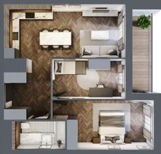 3 pokoje, mieszkanie 59,55 m², piętro 7, oferta nr 2.2/7/M6, Lechicka 65, Poznań, Piątkowo, ul. Lechicka 65