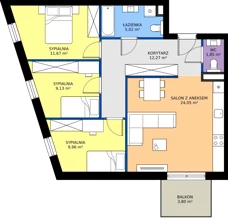 4 pokoje, mieszkanie 73,95 m², piętro 1, oferta nr C.1.2, Brylantowa Enklawa, Siemianowice Śląskie, Bytków, ul. Brylantowa