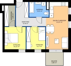 3 pokoje, mieszkanie 59,60 m², piętro 3, oferta nr C.3.1, Brylantowa Enklawa, Siemianowice Śląskie, Bytków, ul. Brylantowa