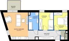 3 pokoje, mieszkanie 61,18 m², piętro 1, oferta nr C.1.3, Brylantowa Enklawa, Siemianowice Śląskie, Bytków, ul. Brylantowa
