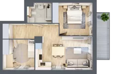 3 pokoje, mieszkanie 52,68 m², piętro 1, oferta nr A.1.2.02, Botanika Skierniewice, Skierniewice, Aleja Macieja Rataja 18
