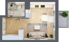 1 pokój, mieszkanie 32,46 m², piętro 3, oferta nr A.2.4.08, Botanika Skierniewice, Skierniewice, Aleja Macieja Rataja 18
