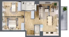 3 pokoje, mieszkanie 68,98 m², piętro 1, oferta nr A.1.2.04, Botanika Skierniewice, Skierniewice, Aleja Macieja Rataja 18