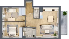 3 pokoje, mieszkanie 65,18 m², piętro 2, oferta nr A.3.3.09, Botanika Skierniewice, Skierniewice, Aleja Macieja Rataja 18