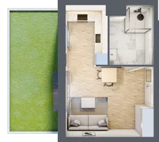 1 pokój, mieszkanie 30,67 m², parter, oferta nr A.1.1.03, Botanika Skierniewice, Skierniewice, Aleja Macieja Rataja 18