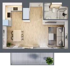 1 pokój, mieszkanie 32,56 m², piętro 1, oferta nr A.2.2.02, Botanika Skierniewice, Skierniewice, Aleja Macieja Rataja 18