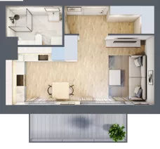 1 pokój, mieszkanie 30,61 m², piętro 1, oferta nr A.1.2.03, Botanika Skierniewice, Skierniewice, Aleja Macieja Rataja 18
