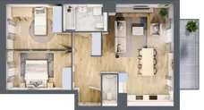 3 pokoje, mieszkanie 68,98 m², piętro 2, oferta nr A.1.3.04, Botanika Skierniewice, Skierniewice, Aleja Macieja Rataja 18