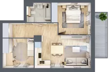 3 pokoje, mieszkanie 52,68 m², piętro 2, oferta nr A.1.3.02, Botanika Skierniewice, Skierniewice, Aleja Macieja Rataja 18