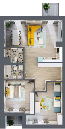 3 pokoje, mieszkanie 81,34 m², piętro 2, oferta nr C.103, Apartamenty Dębowa, Łódź, Górna, Górniak, ul. Dębowa 1