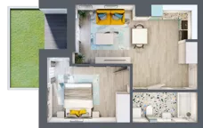 2 pokoje, mieszkanie 43,00 m², parter, oferta nr C.82, Apartamenty Dębowa, Łódź, Górna, Górniak, ul. Dębowa 1