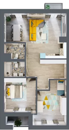 3 pokoje, mieszkanie 80,37 m², piętro 3, oferta nr C.114, Apartamenty Dębowa, Łódź, Górna, Górniak, ul. Dębowa 1