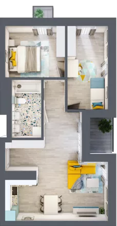 3 pokoje, mieszkanie 58,28 m², piętro 2, oferta nr C.96, Apartamenty Dębowa, Łódź, Górna, Górniak, ul. Dębowa 1