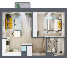 2 pokoje, mieszkanie 41,46 m², piętro 4, oferta nr C.126, Apartamenty Dębowa, Łódź, Górna, Górniak, ul. Dębowa 1