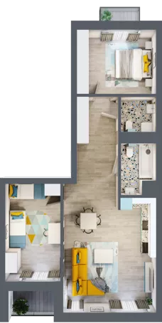3 pokoje, mieszkanie 72,73 m², piętro 1, oferta nr C.89, Apartamenty Dębowa, Łódź, Górna, Górniak, ul. Dębowa 1