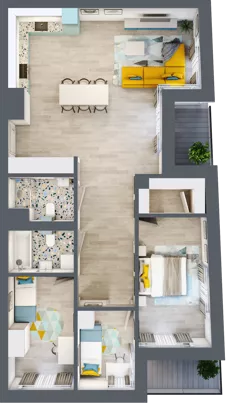 4 pokoje, mieszkanie 90,71 m², piętro 1, oferta nr A.2, Apartamenty Dębowa, Łódź, Górna, Górniak, ul. Dębowa 1