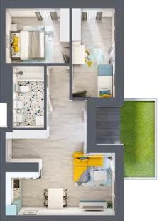 3 pokoje, mieszkanie 58,70 m², parter, oferta nr C.84, Apartamenty Dębowa, Łódź, Górna, Górniak, ul. Dębowa 1