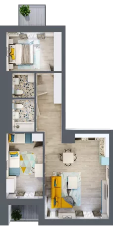 3 pokoje, mieszkanie 74,71 m², piętro 1, oferta nr B.48, Apartamenty Dębowa, Łódź, Górna, Górniak, ul. Dębowa 1