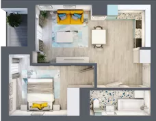 2 pokoje, mieszkanie 42,06 m², piętro 3, oferta nr B.60, Apartamenty Dębowa, Łódź, Górna, Górniak, ul. Dębowa 1