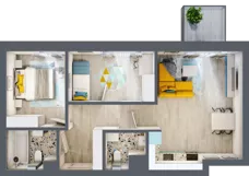 3 pokoje, mieszkanie 57,46 m², piętro 3, oferta nr C.108, Apartamenty Dębowa, Łódź, Górna, Górniak, ul. Dębowa 1