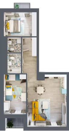 3 pokoje, mieszkanie 73,74 m², piętro 1, oferta nr A.6, Apartamenty Dębowa, Łódź, Górna, Górniak, ul. Dębowa 1