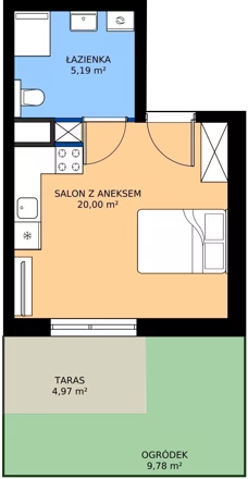 1 pokój, mieszkanie 25,19 m², parter, oferta nr M02, Madalińskiego, Gdańsk, Chełm, ul. Antoniego Madalińskiego