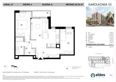 3 pokoje, mieszkanie 62,24 m², piętro 4, oferta nr A.04.L.27, ReVola, Warszawa, Wola, Młynów, ul. Karolkowa 53