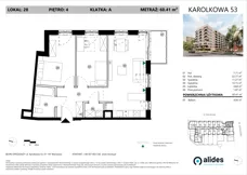 3 pokoje, mieszkanie 60,41 m², piętro 4, oferta nr A.04.L.28, ReVola, Warszawa, Wola, Młynów, ul. Karolkowa 53