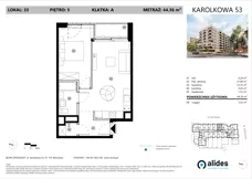 2 pokoje, mieszkanie 44,36 m², piętro 5, oferta nr A.05.L.33, ReVola, Warszawa, Wola, Młynów, ul. Karolkowa 53