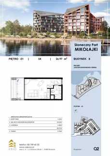 1 pokój, mieszkanie 26,97 m², przyziemie, oferta nr 54.M, Słoneczny Port Mikołajki, Mikołajki, ul. Mrągowska 20 a