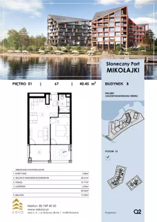 2 pokoje, mieszkanie 40,42 m², piętro 1, oferta nr 66.M, Słoneczny Port Mikołajki, Mikołajki, ul. Mrągowska 20 a