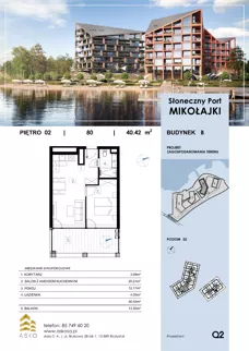 2 pokoje, mieszkanie 40,42 m², piętro 2, oferta nr 80.M, Słoneczny Port Mikołajki, Mikołajki, ul. Mrągowska 20 a