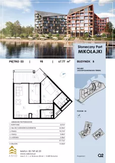 3 pokoje, mieszkanie 67,77 m², piętro 3, oferta nr 98.M, Słoneczny Port Mikołajki, Mikołajki, ul. Mrągowska 20 a