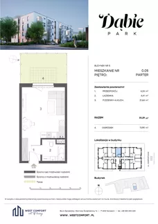 1 pokój, mieszkanie 30,29 m², parter, oferta nr 0.05, Dąbie Park etap II, Szczecin, Prawobrzeże, Dąbie, ul. Komfortowa 10