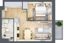 2 pokoje, mieszkanie 36,71 m², piętro 2, oferta nr A1.2/2, Osiedle Pod Jeleniami, Jelenia Góra, Śródmieście, ul. Kadetów 2