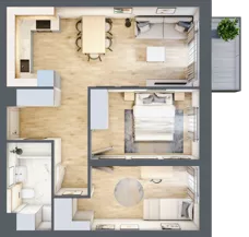 3 pokoje, mieszkanie 54,13 m², piętro 1, oferta nr A1.1/1, Osiedle Pod Jeleniami, Jelenia Góra, Śródmieście, ul. Kadetów 2