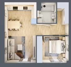 2 pokoje, mieszkanie 44,40 m², piętro 2, oferta nr A1.2/8, Osiedle Pod Jeleniami, Jelenia Góra, Śródmieście, ul. Kadetów 2