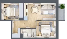 3 pokoje, mieszkanie 41,84 m², piętro 1, oferta nr A1.1/3, Osiedle Pod Jeleniami, Jelenia Góra, Śródmieście, ul. Kadetów 2