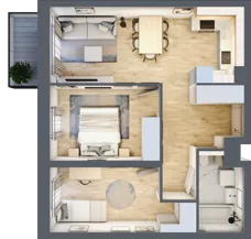 3 pokoje, mieszkanie 53,59 m², piętro 1, oferta nr A1.1/6, Osiedle Pod Jeleniami, Jelenia Góra, Śródmieście, ul. Kadetów 2