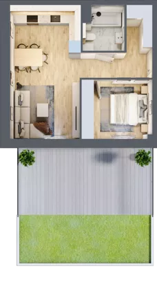 2 pokoje, mieszkanie 44,31 m², parter, oferta nr A1.0/2, Osiedle Pod Jeleniami, Jelenia Góra, Śródmieście, ul. Kadetów 2
