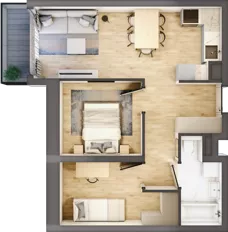 3 pokoje, mieszkanie 44,92 m², piętro 4, oferta nr A1.4/6, Osiedle Pod Jeleniami, Jelenia Góra, Śródmieście, ul. Kadetów 2