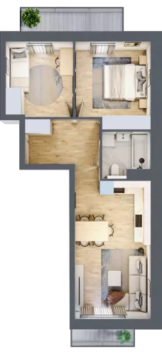 3 pokoje, mieszkanie 51,77 m², piętro 1, oferta nr A2.1/5, Osiedle Pod Jeleniami, Jelenia Góra, Śródmieście, ul. Kadetów 2