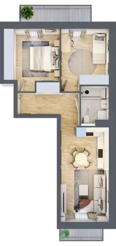 3 pokoje, mieszkanie 51,25 m², piętro 2, oferta nr A2.2/1, Osiedle Pod Jeleniami, Jelenia Góra, Śródmieście, ul. Kadetów 2