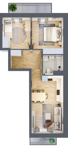 3 pokoje, mieszkanie 51,77 m², piętro 2, oferta nr A2.2/5, Osiedle Pod Jeleniami, Jelenia Góra, Śródmieście, ul. Kadetów 2